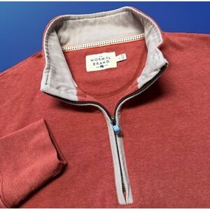 The Normal Brand Mens Sweater Red 1/4 Zip Mock Neck Pullover Stretch Large